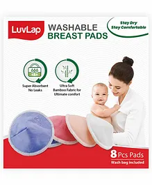 LuvLap Washable Bamboo Breast Pads - Pack of 8