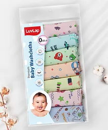 LuvLap Cotton Starfish Print Washcloths Pack of 7 (Colour May Vary)