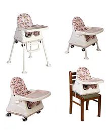 LuvLap 4 in 1 Highchair With Wheels - Pink
