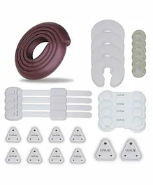 LuvLap Baby Safety Combo of Edge & Corner Guard Door Stopper and Safety Locks with Socket Cover - Brown