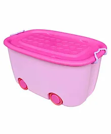 The Little Lookers Multipurpose Storage Box with Wheels and Lid - Pink 