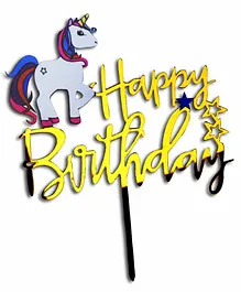 Shopperskart Happy Birthday Unicorn Cake Topper - Multicolor 