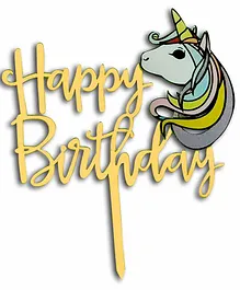 Shopperskart Happy Birthday Unicorn Cake Topper - Multicolor 