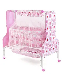 Mee Mee Cradle with Mosquito Net Dots Print - Pink
