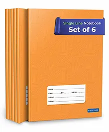 Woodsnipe Brand Single Line Long Notebook Pack of 6 - 172 Pages Each 