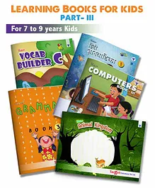 Learning Books for English Vocabulary Grammar Computer Hindi Language and Animal Encyclopedia Set of 5 - English Hindi 
