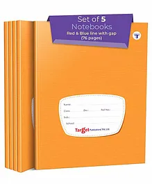 Target Publication Small Four Line Notebooks Pack of 5 -  76 Pages Each 