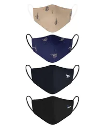 VEA Adults Cotton 5 Layered Filtration Face Mask Sailing Boat Print Navy & Black Large - Pack of 4
