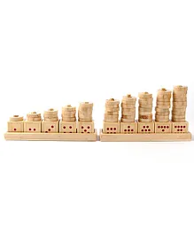 The Engraved Store Number Block Shape Stacking Rings Game - Multicolour