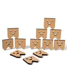 The Engraved Store Acrobatic Stacking Teeth Shaped Balancing Toy Brown - 12 Pieces