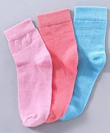 Pine Kids Anti Bacterial Ankle Length Socks Pack of 3 - Pink Blue