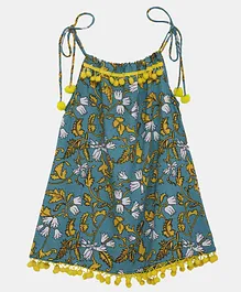 BownBee Sleeveless Floral Work Top - Green