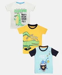 Little Marine Half Sleeves Pack Of 3 Crocodile Print T-Shirt Set - Multicolor