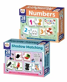 Ankit Toys Numbers & Shadow Matching Puzzle Combo of 2 with 2 Puzzles Each - 56 Pieces