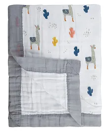 Baby Moo Muslin Blanket Animal Print - Grey  
