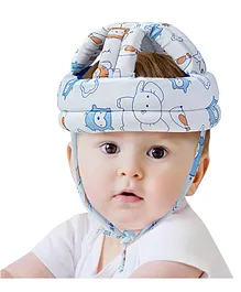 Baby Moo Cushioned Safety Helmet Animal Print - Blue 
