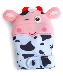 Baby Moo Winking Cow Teething Mitten - Pink White