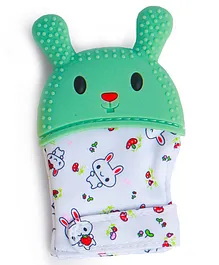 Baby Moo Bunny Teething Mitten - Green White