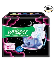 Whisper Bindazzz Nights Koala Soft Sanitary Pads XXL+ - 10 Pieces