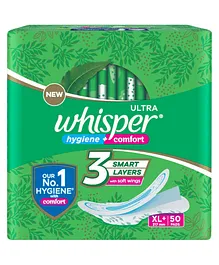 Whisper Ultra Clean Sanitary Napkins Extra Large - 50 Pieces