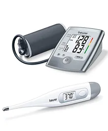 Beurer BM-35 Upper Arm Blood Pressure Monitor & Digital thermometer Combo - Grey White