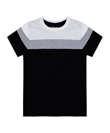 Luke and Lilly Half Sleeves Color Block T-Shirt - Black