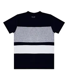 Luke and Lilly Half Sleeves Colour Block T-Shirt Pack Of 1 - Navy Blue