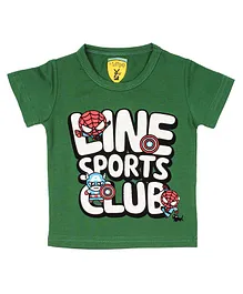 Lil Lollipop Sports Club Print Half Sleeves Tee - Green