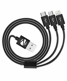 Zebronics Zeb UMLCC120 Strong Lightning Micro USB Type C Cable - Black
