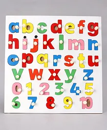 Kinder Creative Wooden Alphabet & Number Knob and Peg Puzzle - 37 Pieces