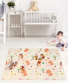 Babyhug XPE Waterproof Folding mat Bear Print Beige - 25 Pieces