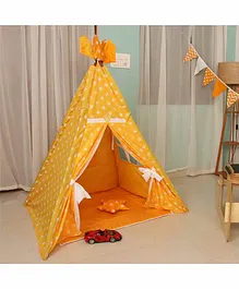 CuddlyCoo TeePee Tent Set with Cushions and Mat Sun Print - Orange 