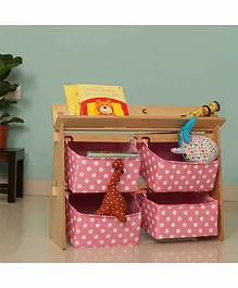 CuddlyCoo Toy Organizer with Book Shelf Star Print - Pink
