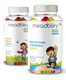 Meadbery Immunity Multivitamin & Vegan Omega Gummies Pack of 2 - 30 Pieces Each