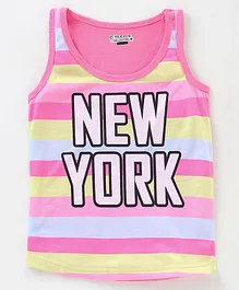 Eteenz Sleeveless Stripe Tee New York Print - Pink Yellow