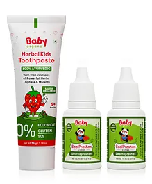 BabyOrgano BaalPrashan Swarnaprashan Immunity Booster Drops With Toothpaste Pack Of 3 - 15 ml Each