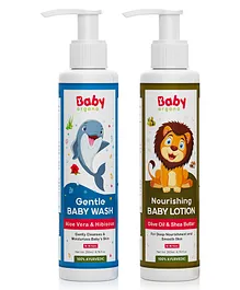 BabyOrgano Combo Of Baby Lotion & Baby Wash Pack Of 2 - 100 ml & 200 ml