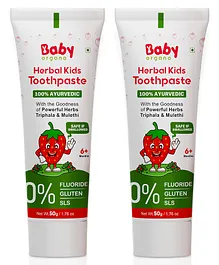 BabyOrgano Kids Herbal Strawberry Flavor Toothpaste Pack Of 2 - 50 g Each
