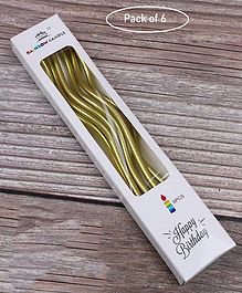 Party Anthem Metallic Twisted Candle Golden - Pack of 6 