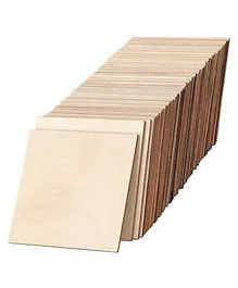 Fiddlys Unfinished Wood Squares 40 Pieces - Brown