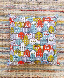 Rockfort Creations Square Building Print Cushion Cover - Multicolor