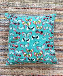 Rockfort Creations Slub Cotton Cushion Cover Butterfly Print - Green  
