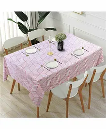 Elementary Printed Stripes 100% Cotton 4 to 6 Seater Tablecloth - Pink 