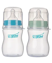 U-grow  Anti Colic Wide Neck Baby Feeding Bottle Blue Green Pack of 2 - 250 ml Each