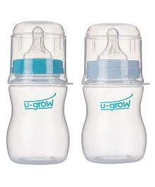 U-grow Anti Colic Wide Neck Baby Feeding Bottle Blue Pack of 2 - 250 ml Each