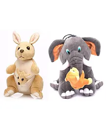 Frantic Kangaroo and Elephant Soft Toy Pack of 2 - Height 25 cm