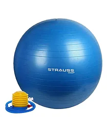 Strauss Anti Burst Gym Ball With Foot Pump - Blue