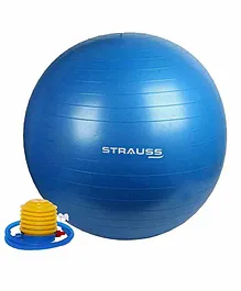 Strauss Anti Burst Gym Ball With Foot Pump - Blue