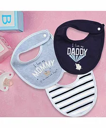 Baby Moo Bibs I Love Mommy & Daddy Print Pack Of 3 - Black