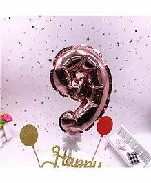 Amfin 9th Number Foil Balloon Cake Topper - Rose Gold
